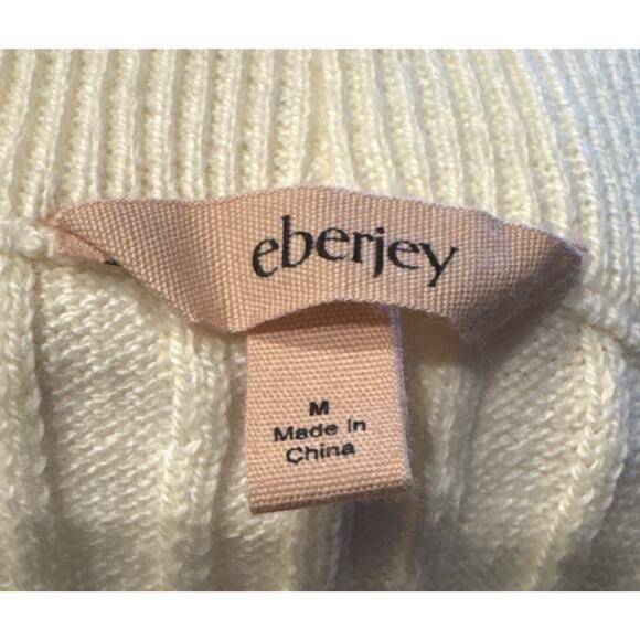 Eberjey Recycled Sweater Crop Top Short Set Size Medium Wide Rib Ivory Lounge - Picture 6 of 9